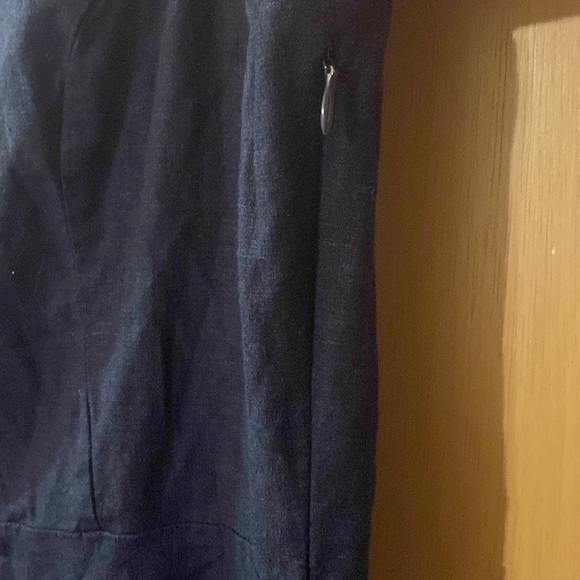 T Tahari Sleeveless Collared Linen Dress Lightweight Navy Blue Size 14 - Picture 5 of 10